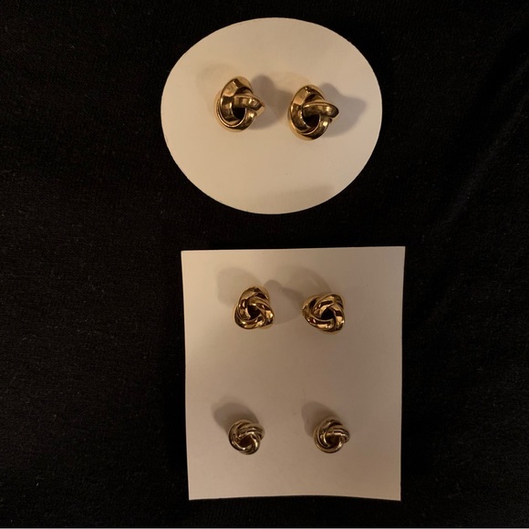 Lot of 12 Pairs Pierced Earrings VTG Y2K 70's 80's 90's Gold Tone Silver Tone - Picture 2 of 15